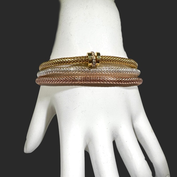 Mesh Chain Stretch Trio Silver/Gold/Rose Gold - Picture 7 of 7